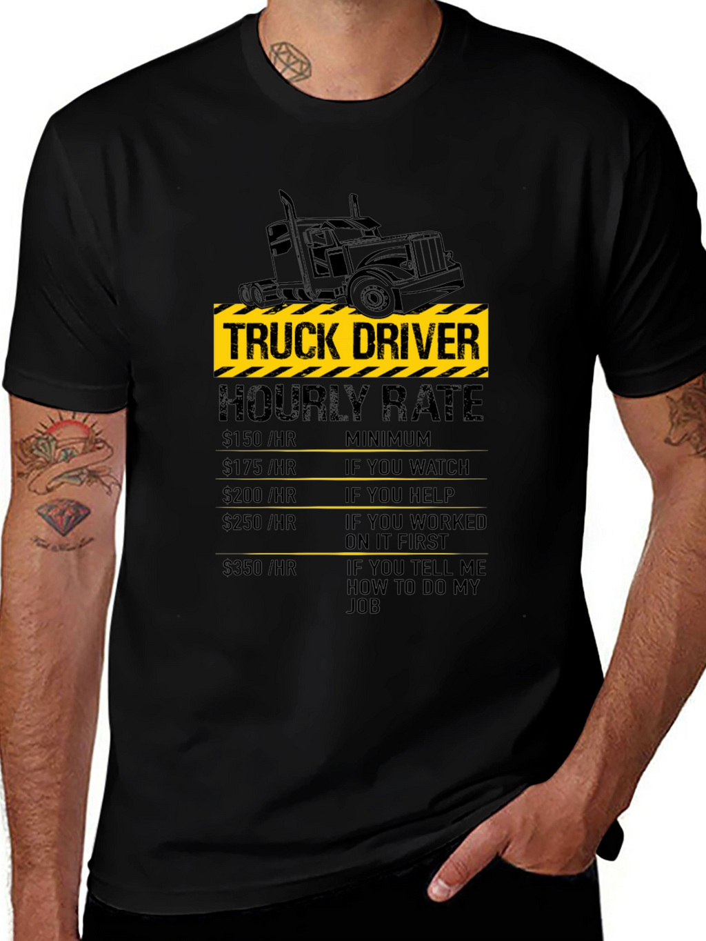 Truck Driver Hourly Rate Black T-Shirt