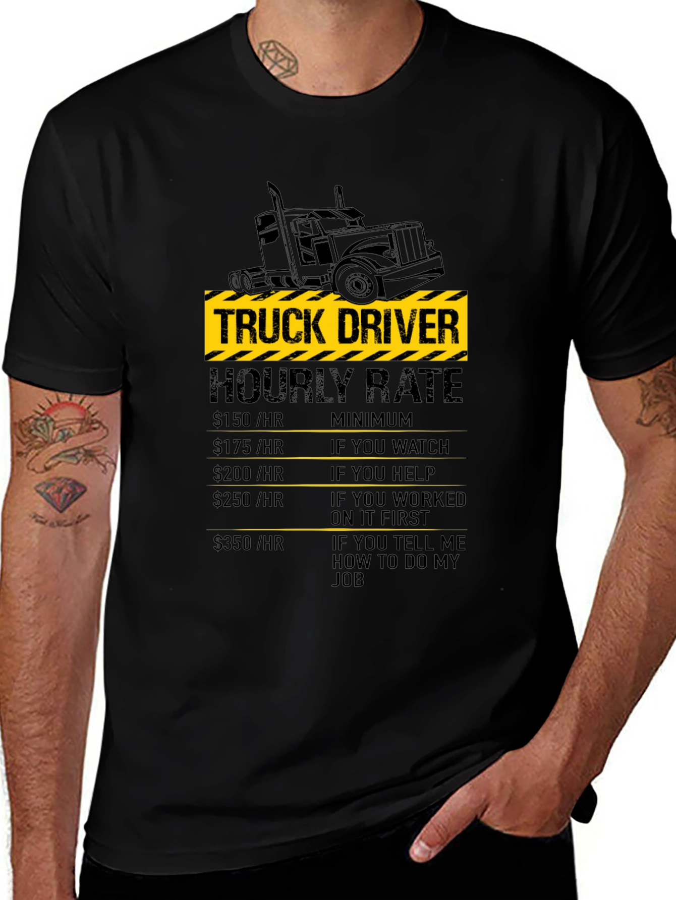 Truck Driver Hourly Rate Black T-Shirt