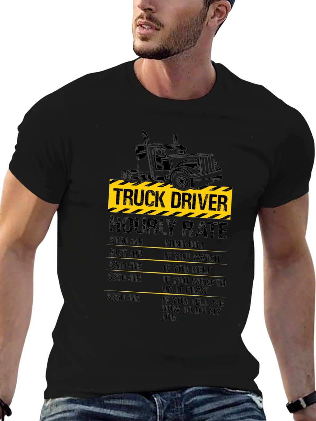 Truck Driver Hourly Rate Black T-Shirt