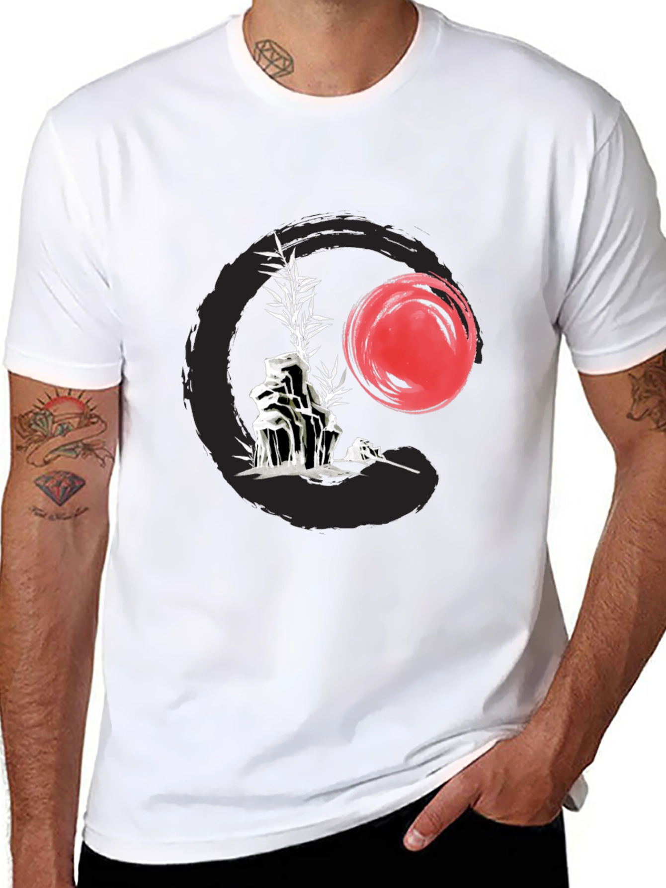 Zen Style Graphic Tee - Rock Garden & Sunset