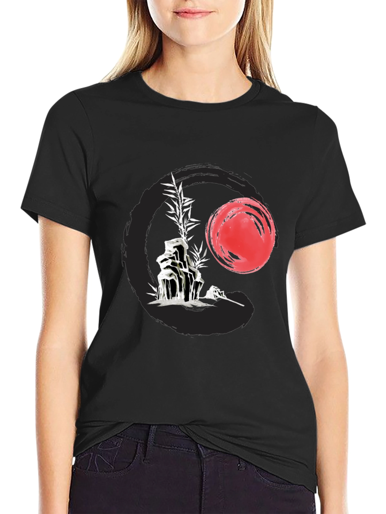 Zen Style Graphic Tee - Rock Garden & Sunset