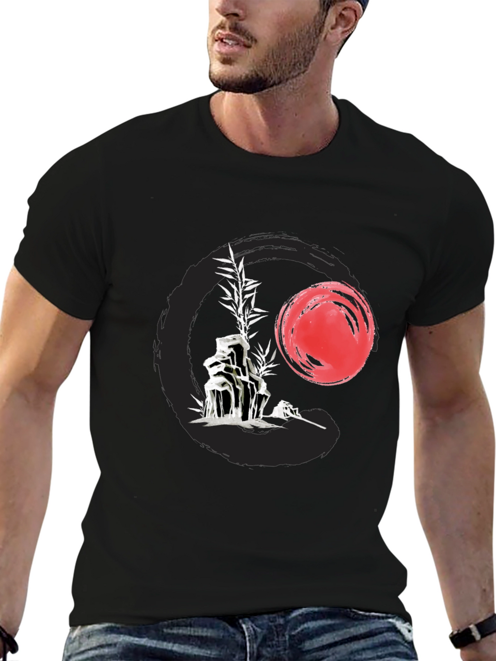 Zen Style Graphic Tee - Rock Garden & Sunset