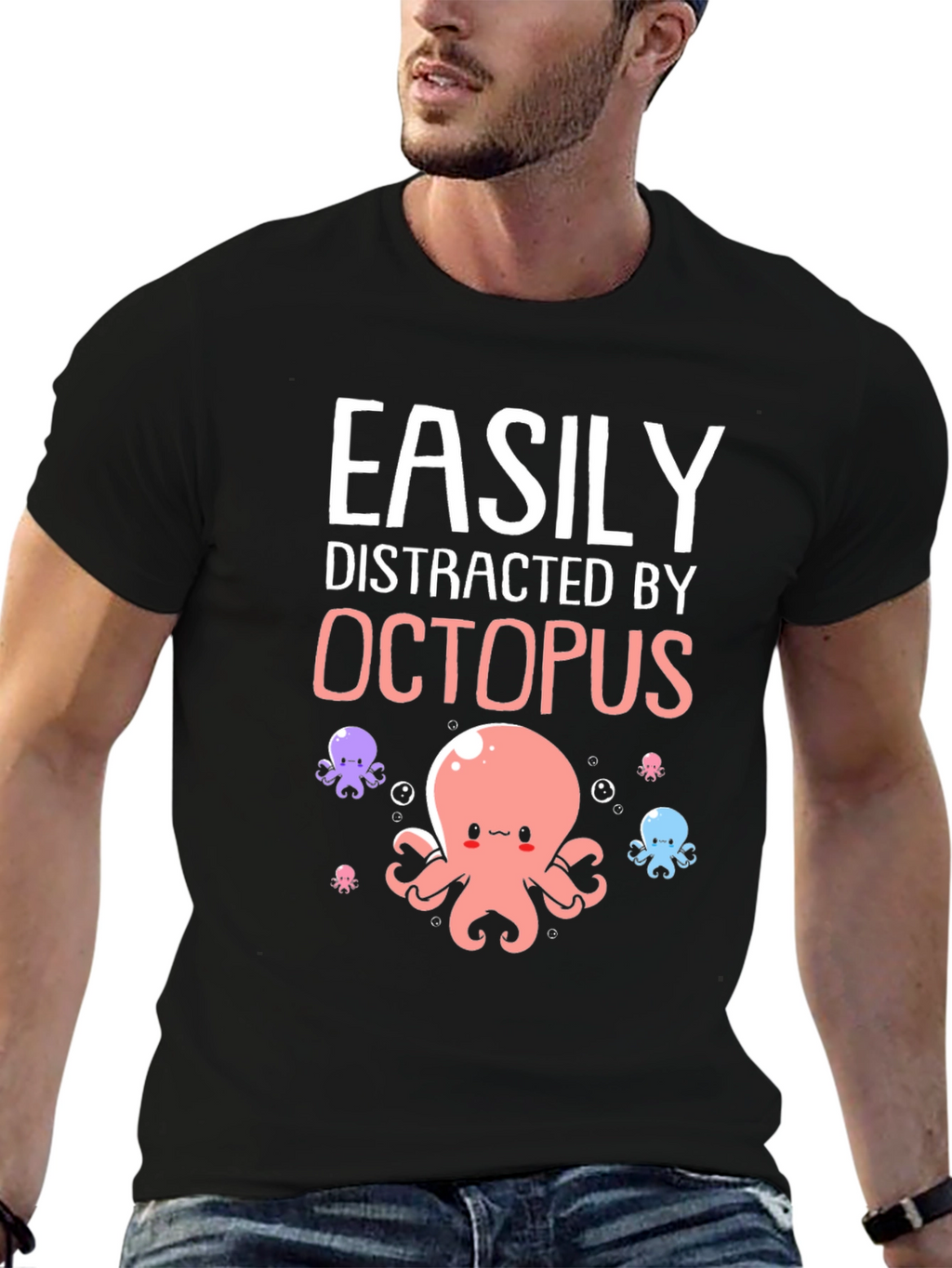 Easily Distracted By Octopus Graphic T-Shirt