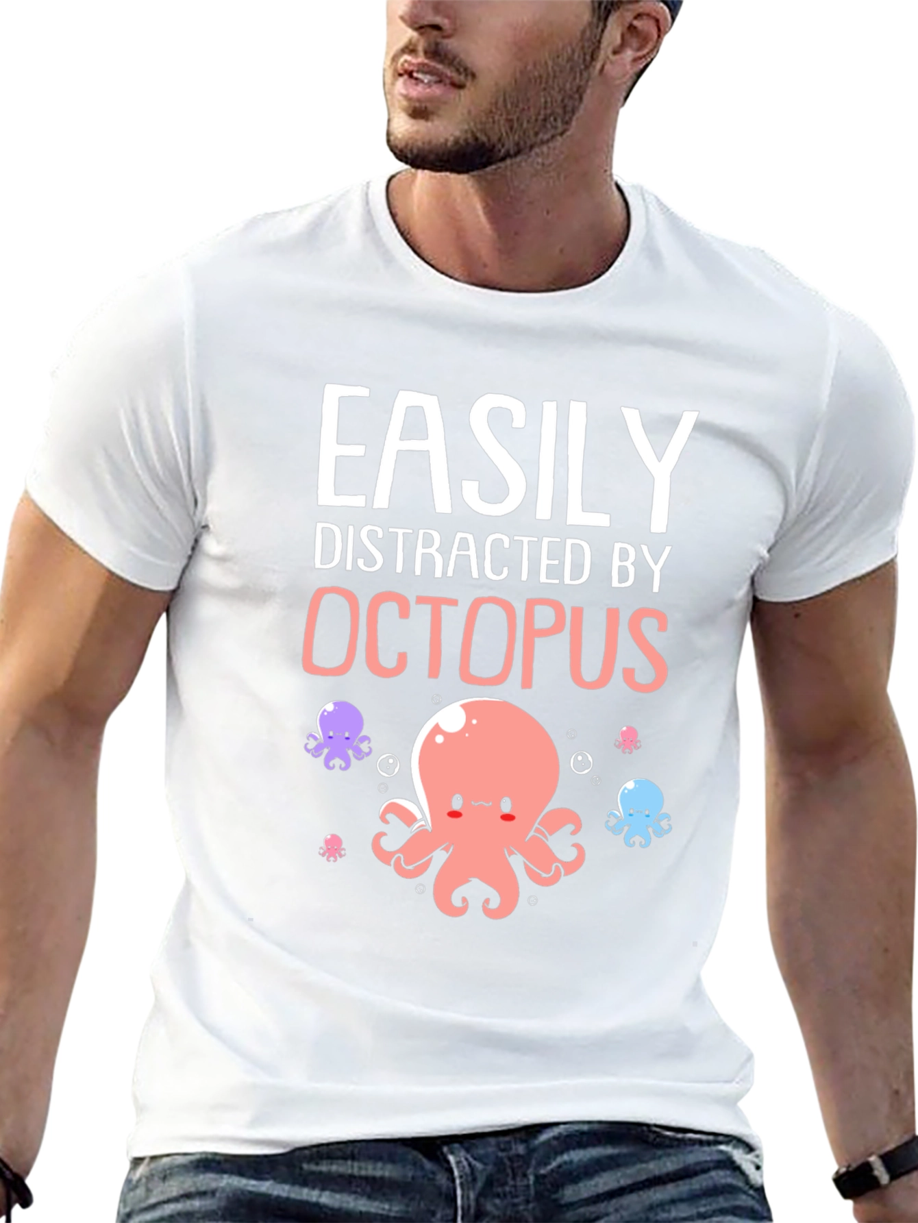 Easily Distracted By Octopus Graphic T-Shirt