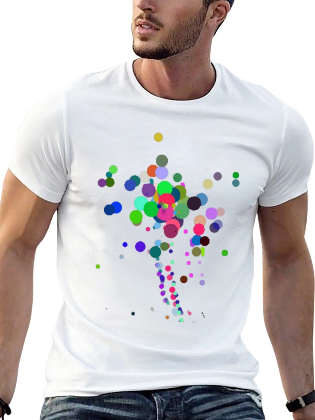 Abstract Polka Dot Design Black T-Shirt