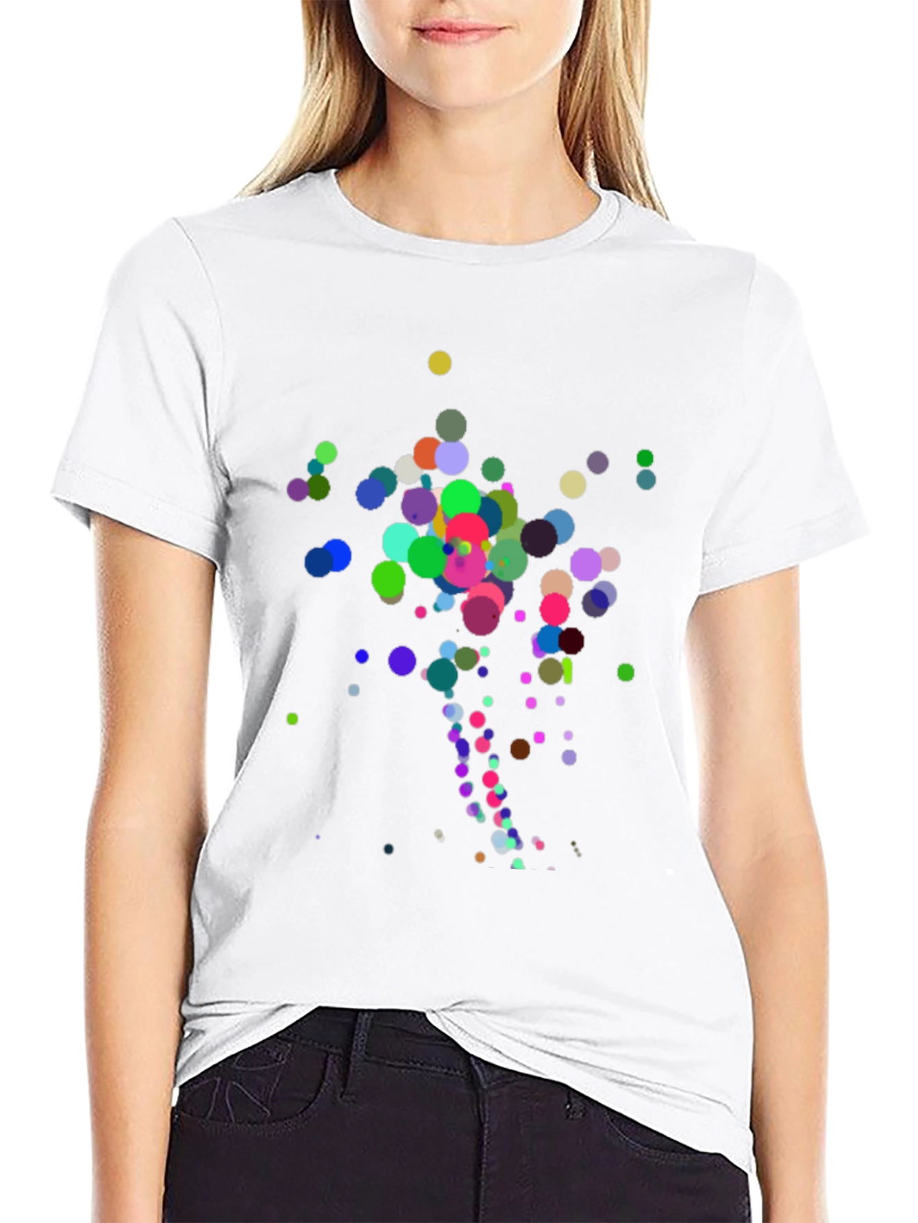 Abstract Polka Dot Design Black T-Shirt