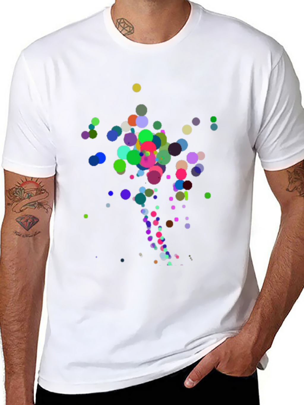 Abstract Polka Dot Design Black T-Shirt