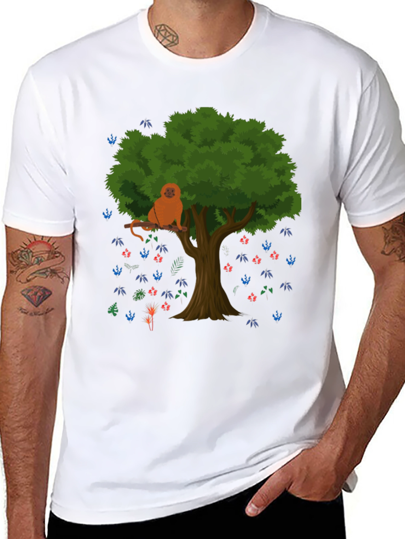 Monkey in Tree Graphic T-Shirt