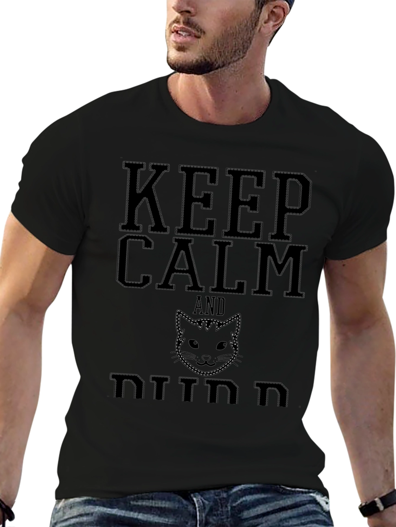 Keep Calm and Kitten On Black Tee