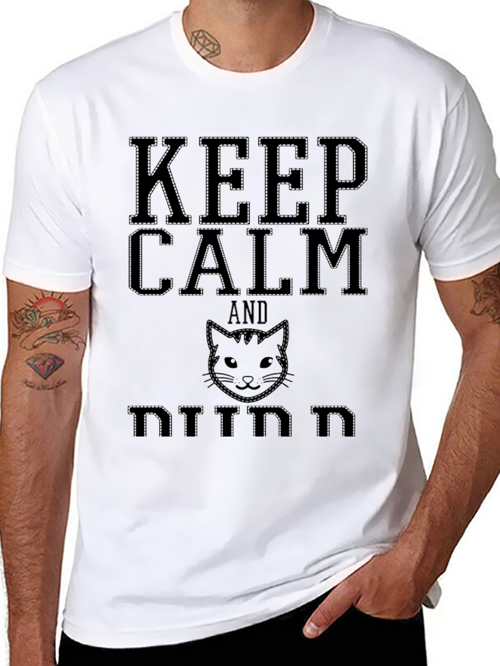 Keep Calm and Kitten On Black Tee
