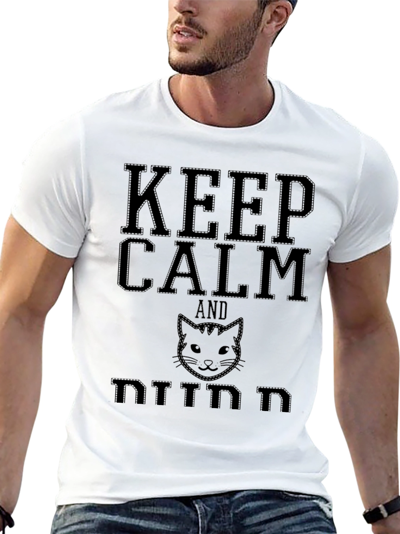 Keep Calm and Kitten On Black Tee