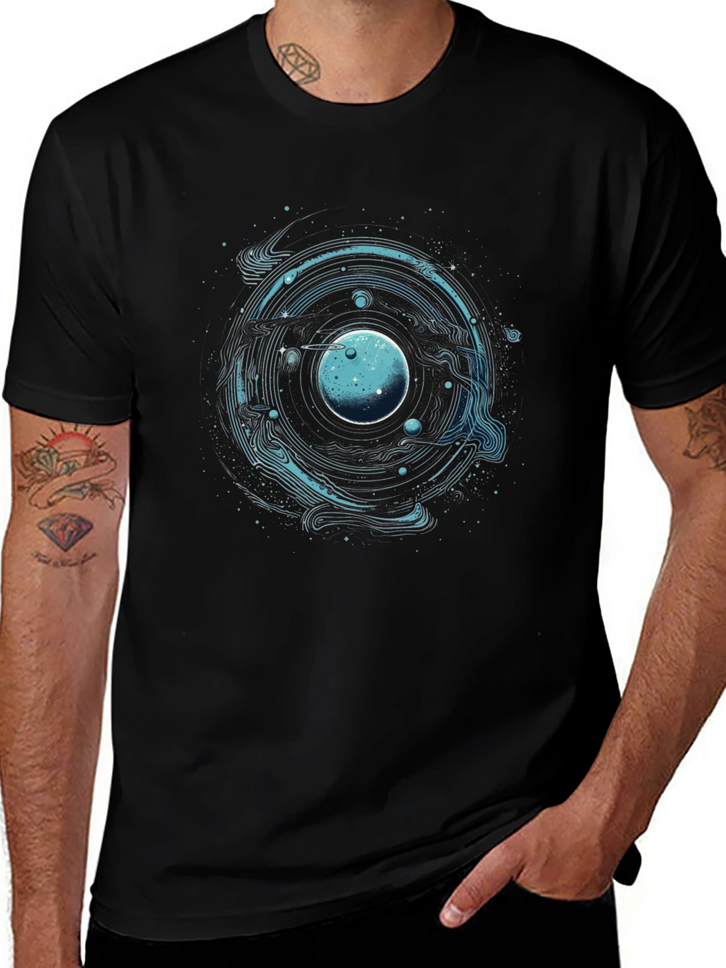 Cosmic Orbit Black T-Shirt