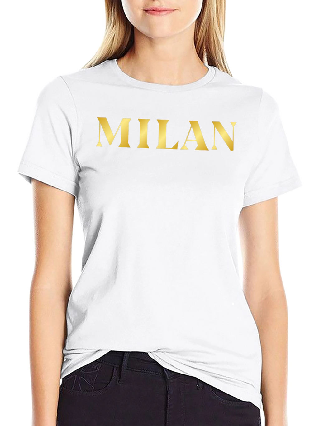 Milan Gold Print Black T-Shirt