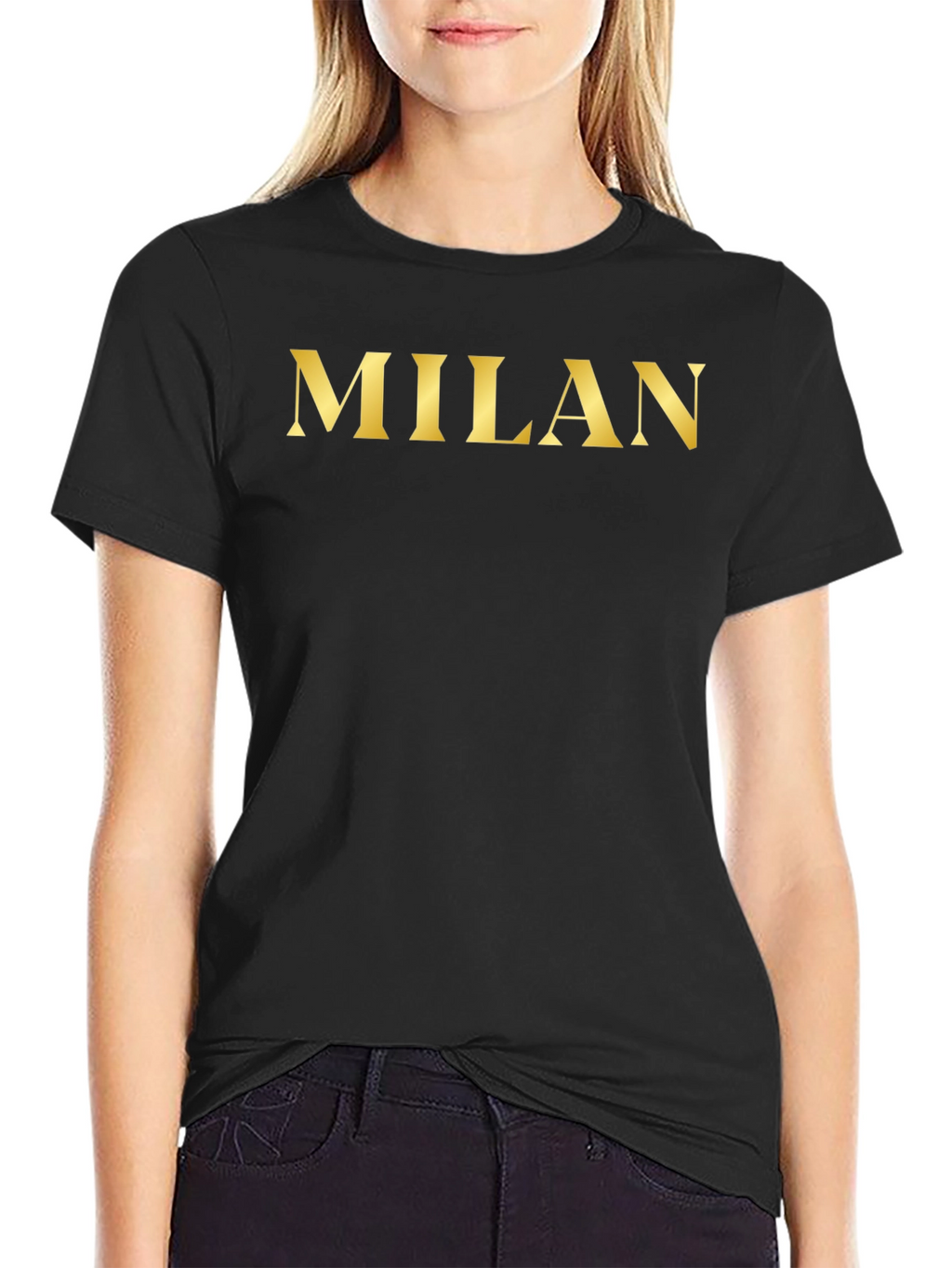 Milan Gold Print Black T-Shirt