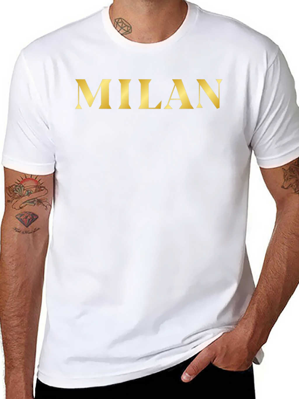 Milan Gold Print Black T-Shirt