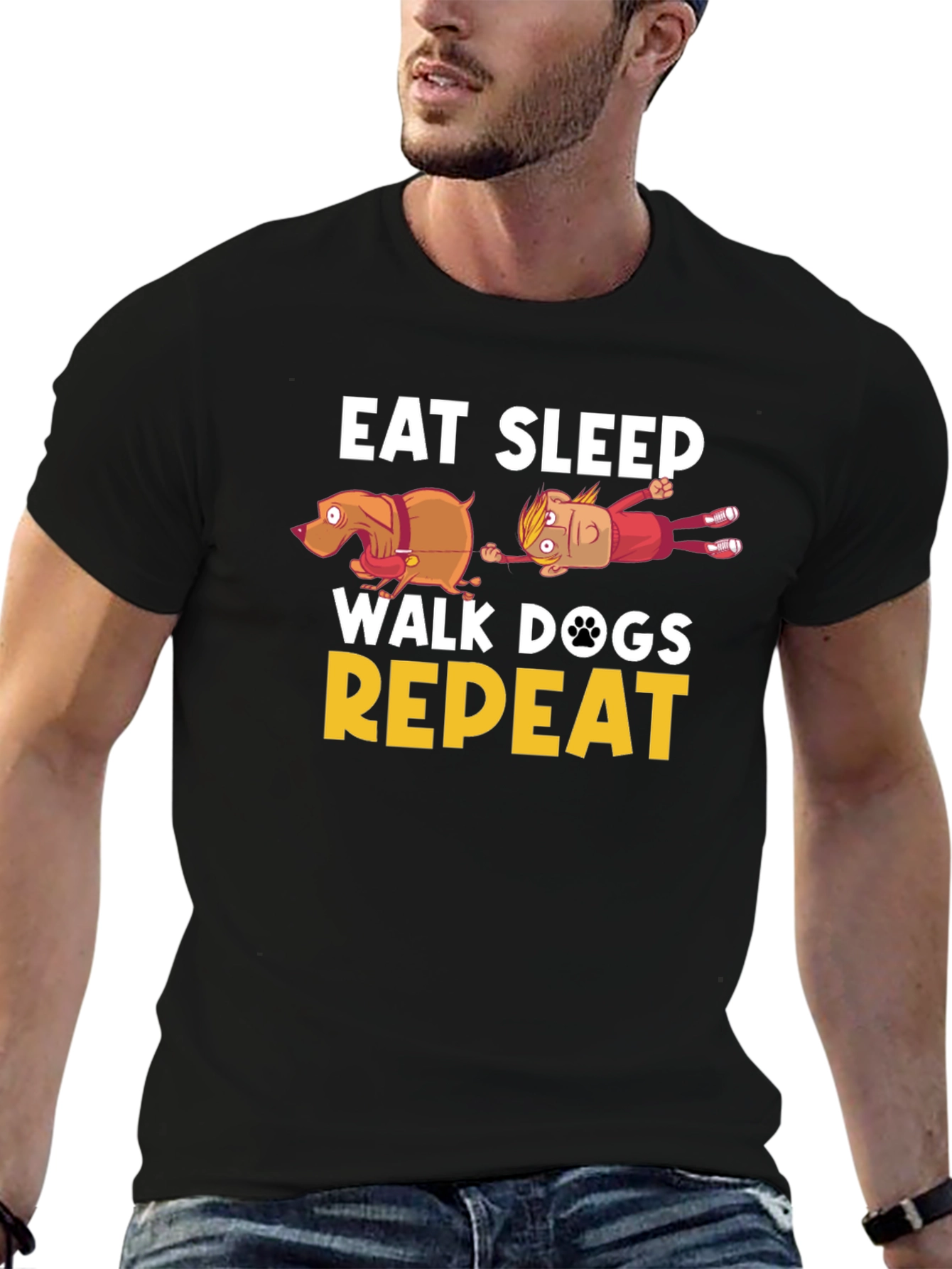 Eat Sleep Walk Dogs Repeat Funny T-Shirt