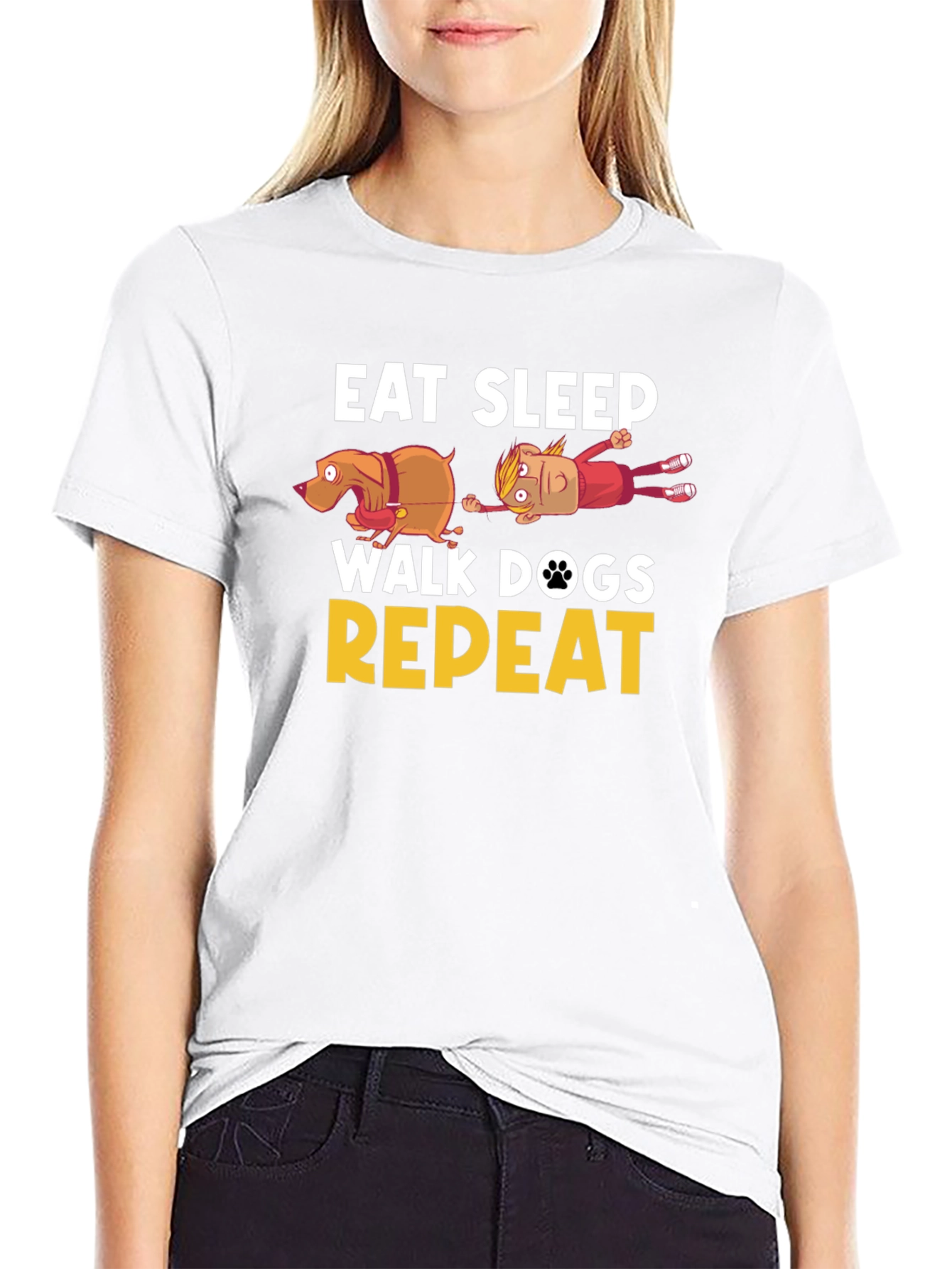 Eat Sleep Walk Dogs Repeat Funny T-Shirt