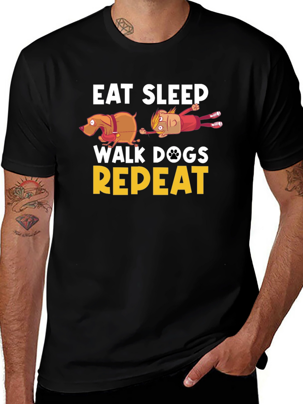 Eat Sleep Walk Dogs Repeat Funny T-Shirt