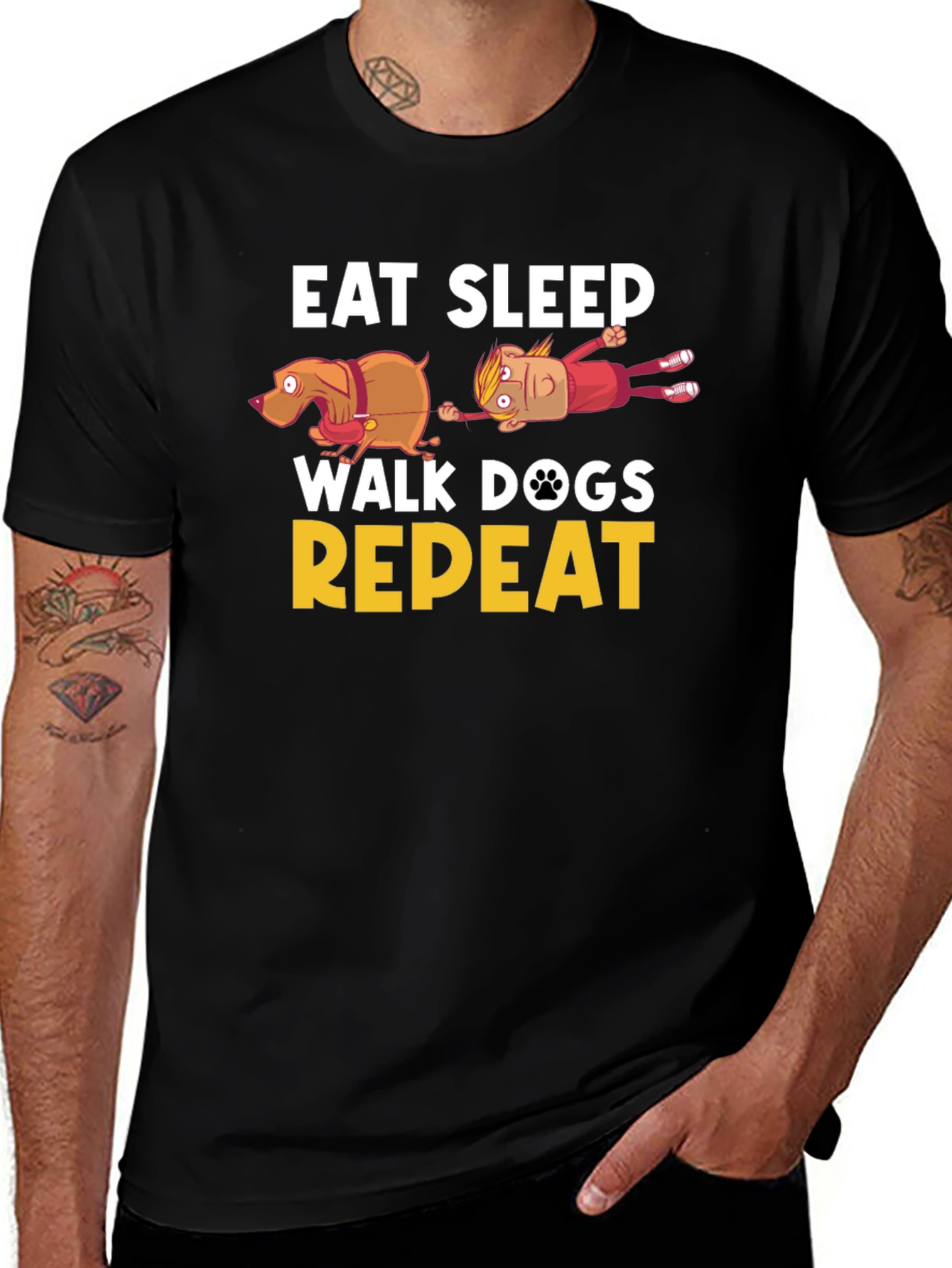 Eat Sleep Walk Dogs Repeat Funny T-Shirt