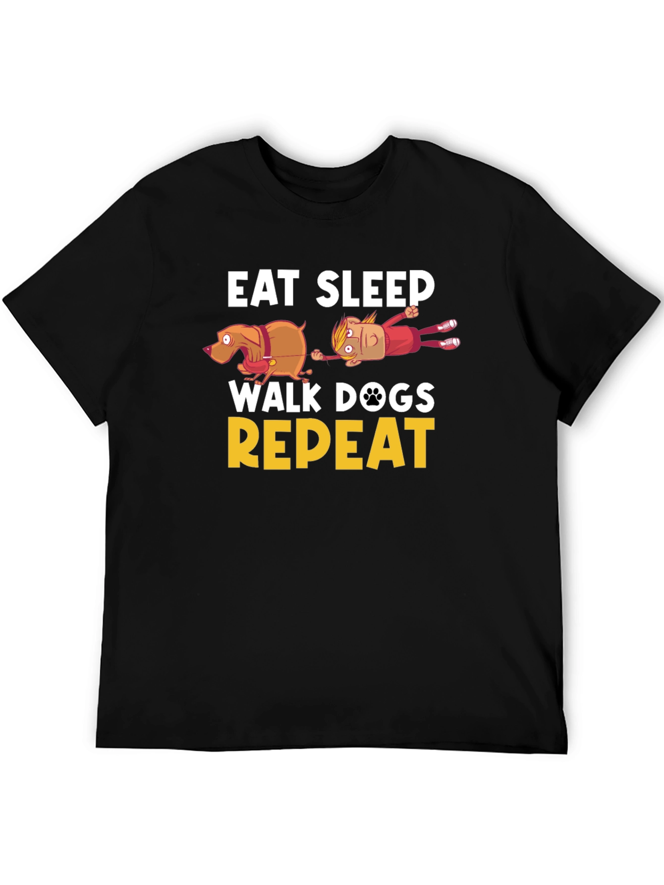 Eat Sleep Walk Dogs Repeat Funny T-Shirt