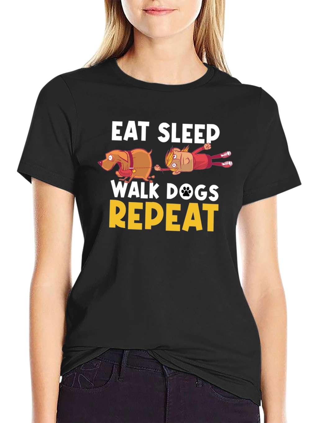 Eat Sleep Walk Dogs Repeat Funny T-Shirt