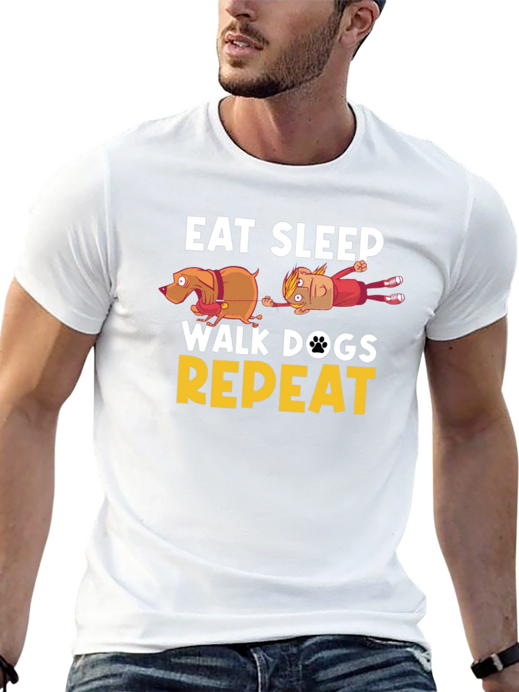 Eat Sleep Walk Dogs Repeat Funny T-Shirt