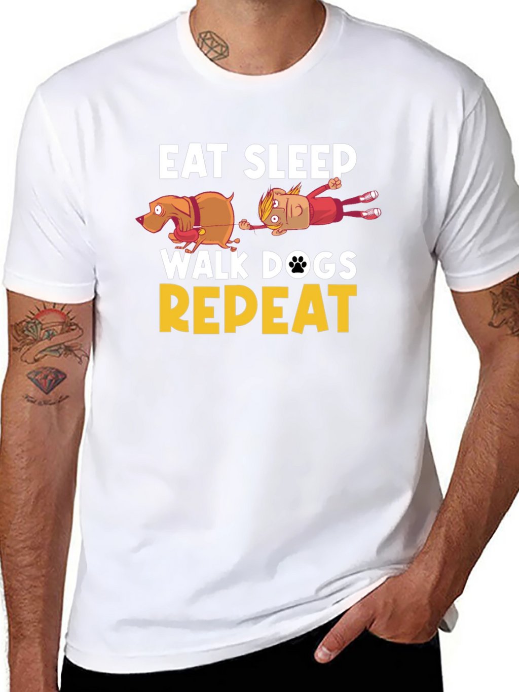 Eat Sleep Walk Dogs Repeat Funny T-Shirt
