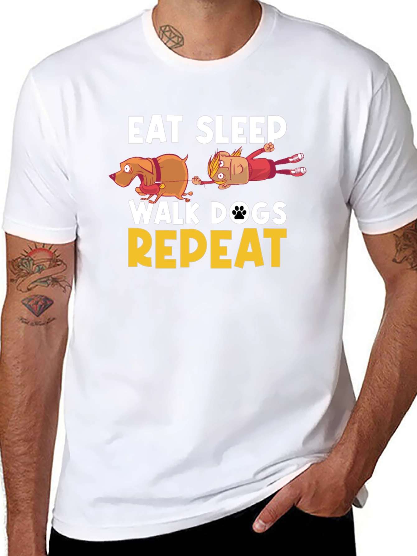 Eat Sleep Walk Dogs Repeat Funny T-Shirt