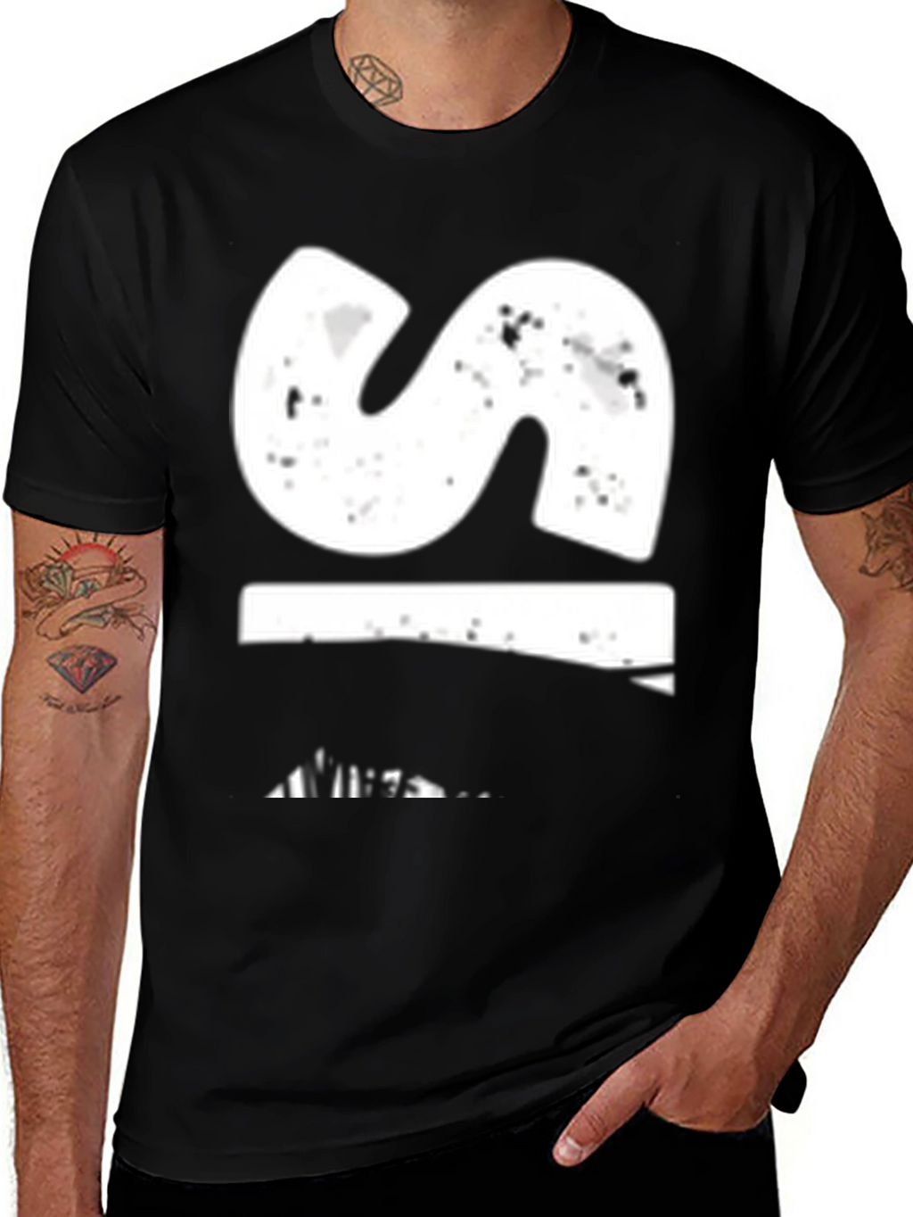 Modern S Graphic Black Tee