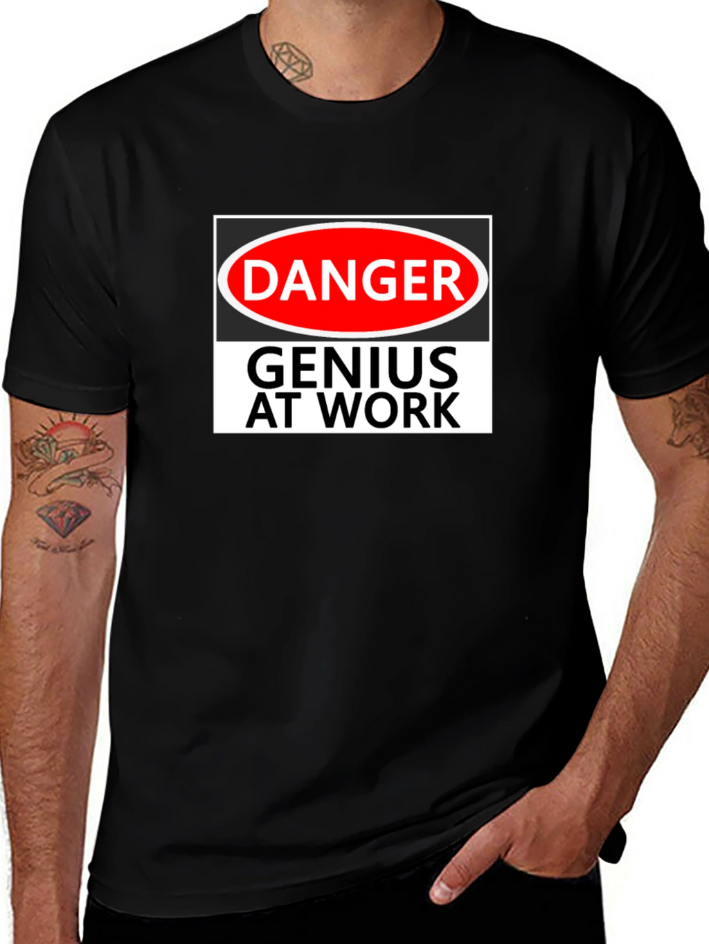 Danger Genius At Work Black T-Shirt