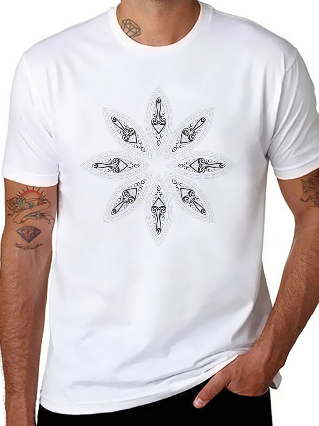 Modern Black T-Shirt with Abstract Geometric Design