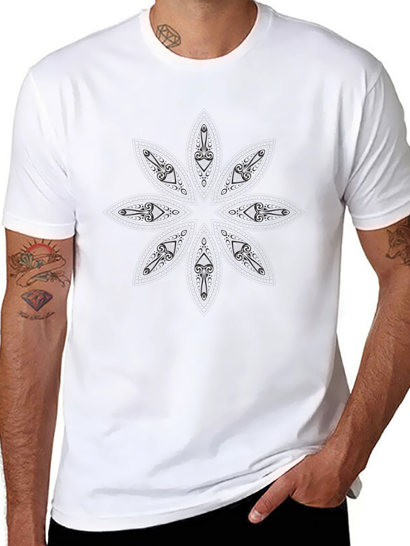 Modern Black T-Shirt with Abstract Geometric Design