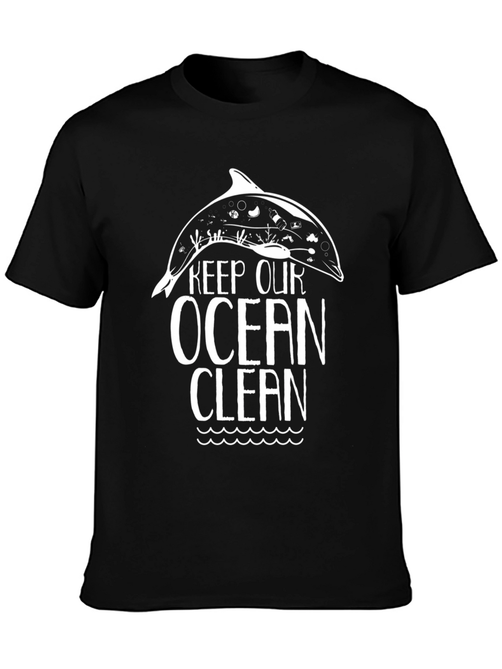 Keep Our Ocean Clean Graphic Tee - Black