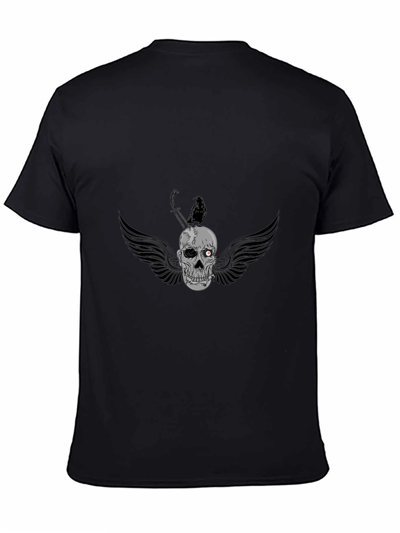 Mens Black Skull & Crow Graphic Tee