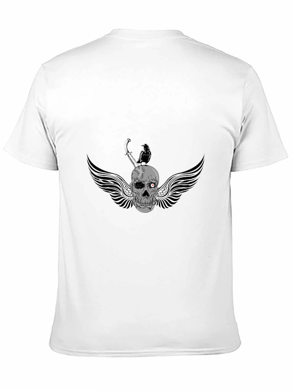 Mens Black Skull & Crow Graphic Tee