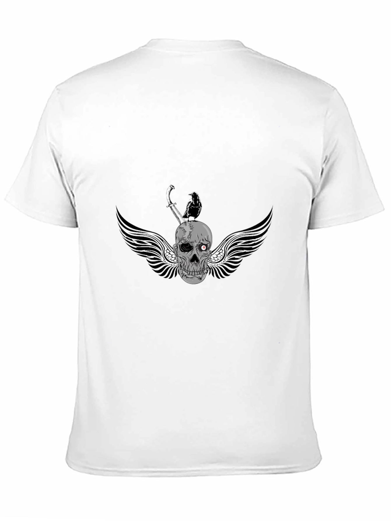 Mens Black Skull & Crow Graphic Tee