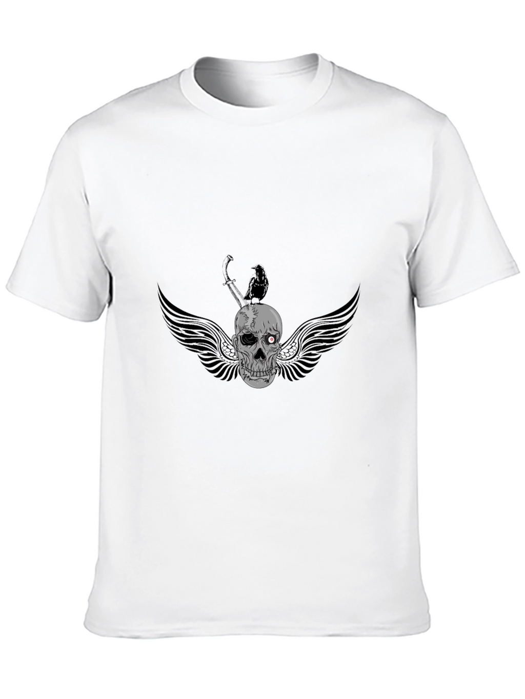 Mens Black Skull & Crow Graphic Tee
