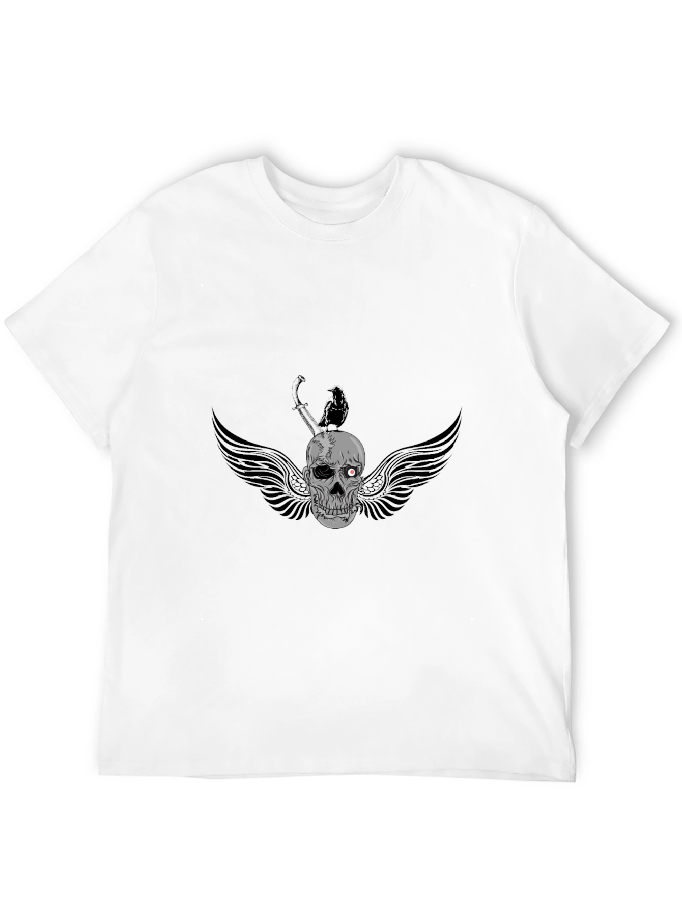 Mens Black Skull & Crow Graphic Tee