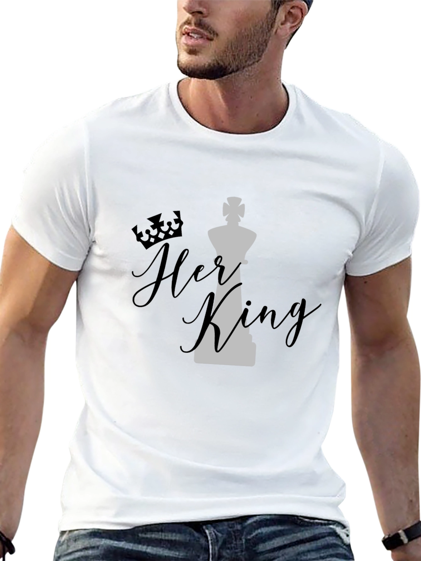 Her King Graphic T-Shirt - Black Cotton Blend Casual Tee