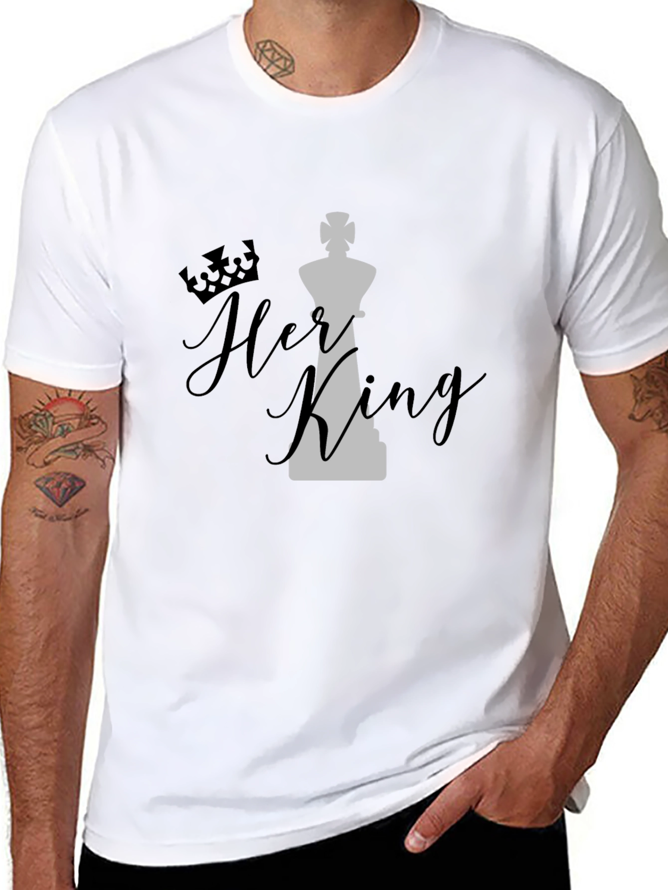 Her King Graphic T-Shirt - Black Cotton Blend Casual Tee