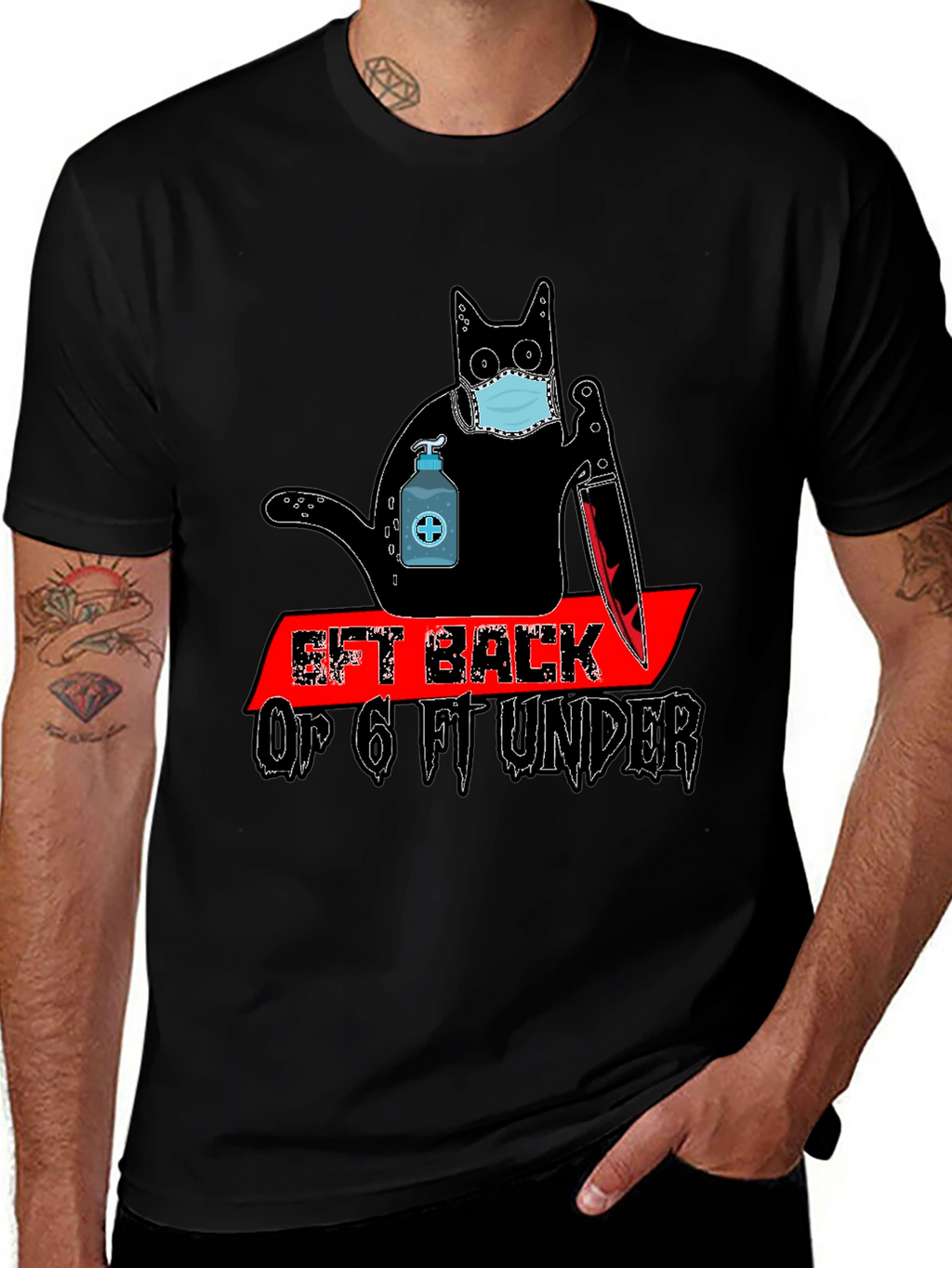 Social Distance Killer Cat Graphic Tee