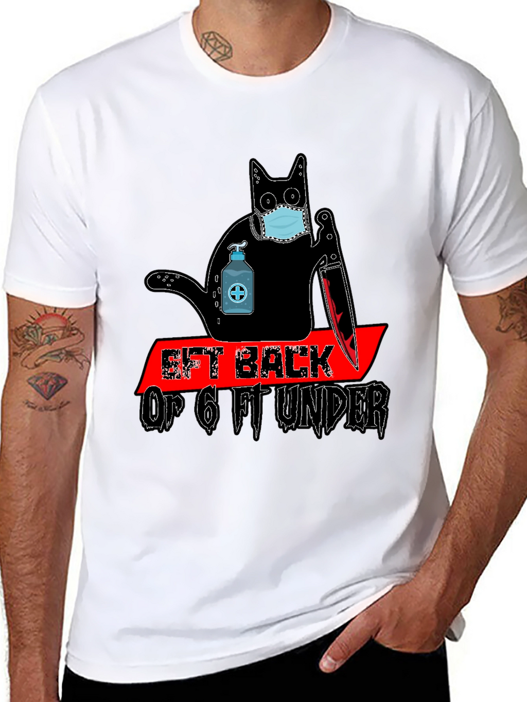 Social Distance Killer Cat Graphic Tee