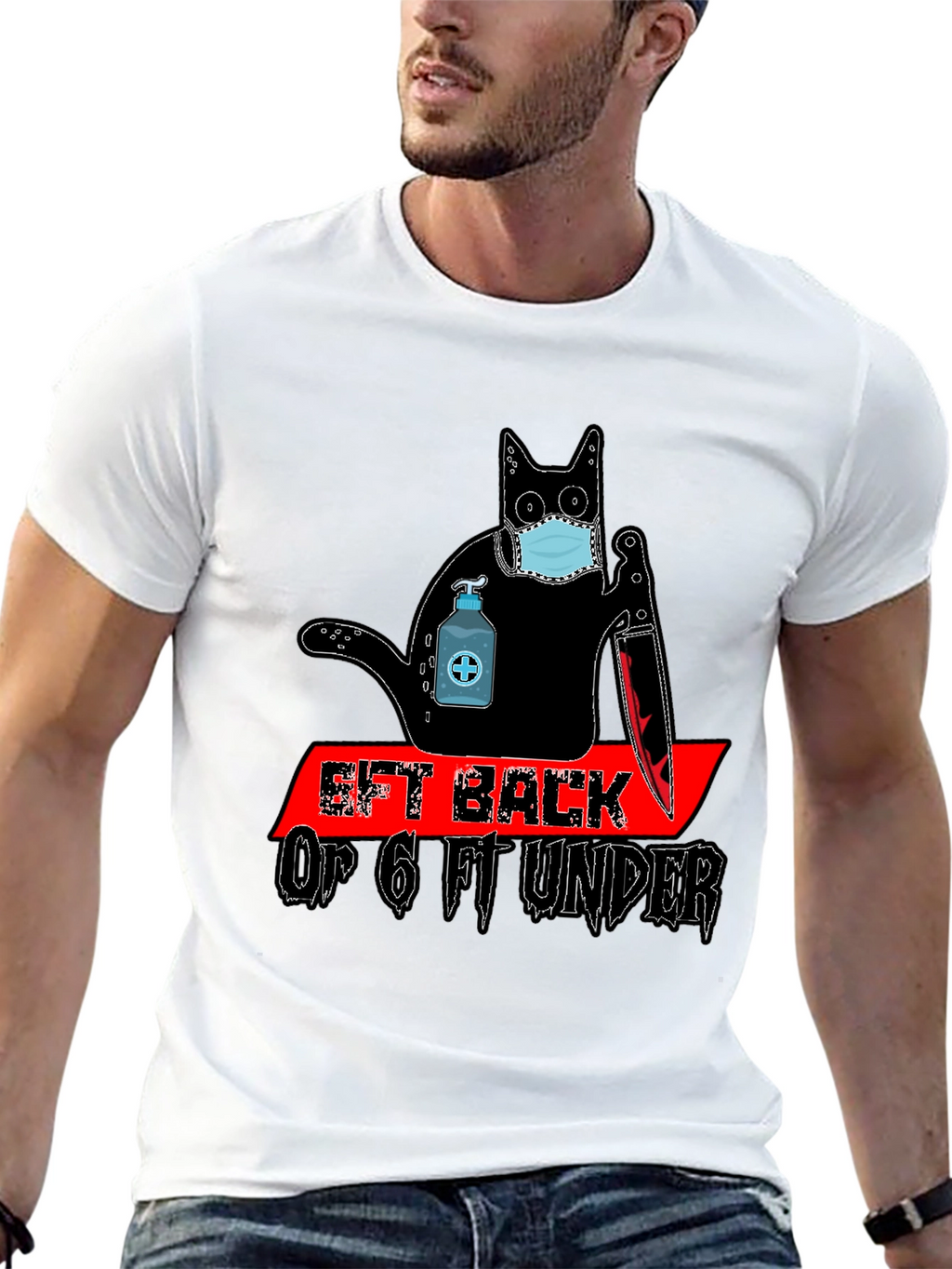Social Distance Killer Cat Graphic Tee