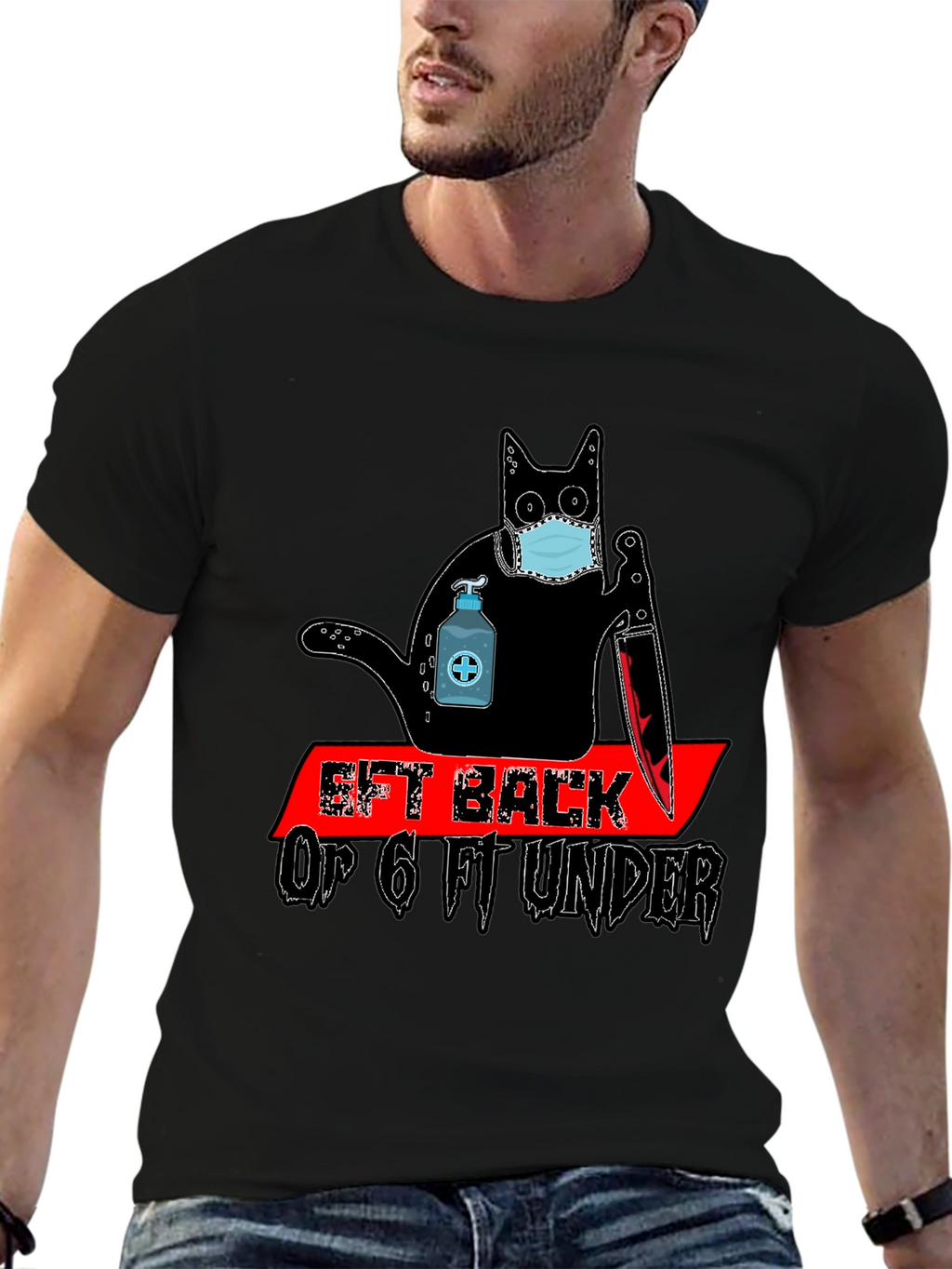 Social Distance Killer Cat Graphic Tee