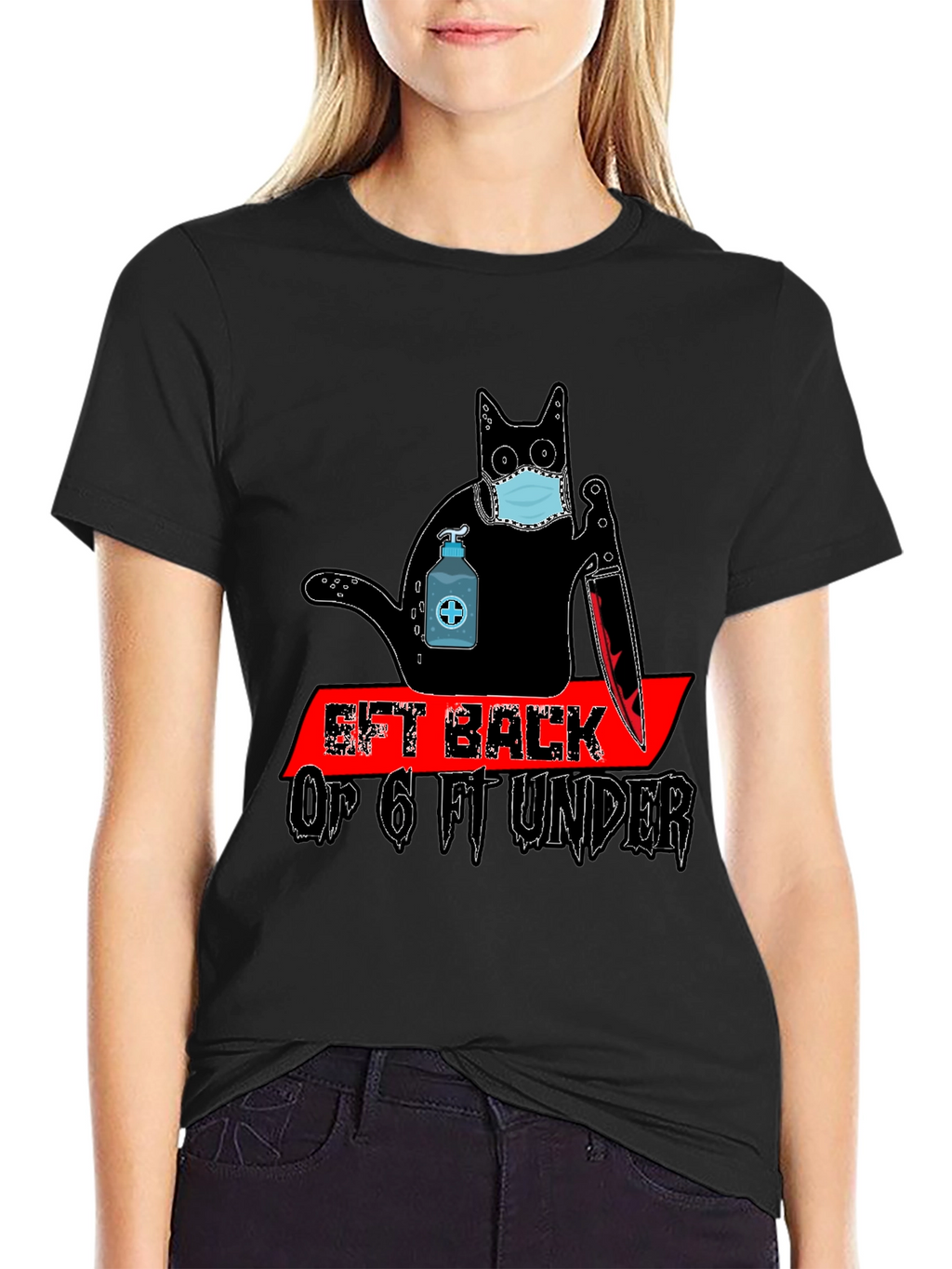 Social Distance Killer Cat Graphic Tee