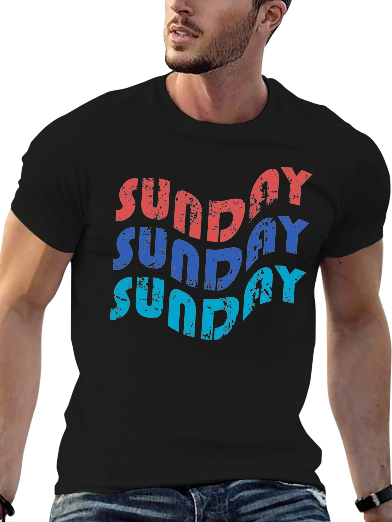 Retro Sunday Graphic T-Shirt - Black