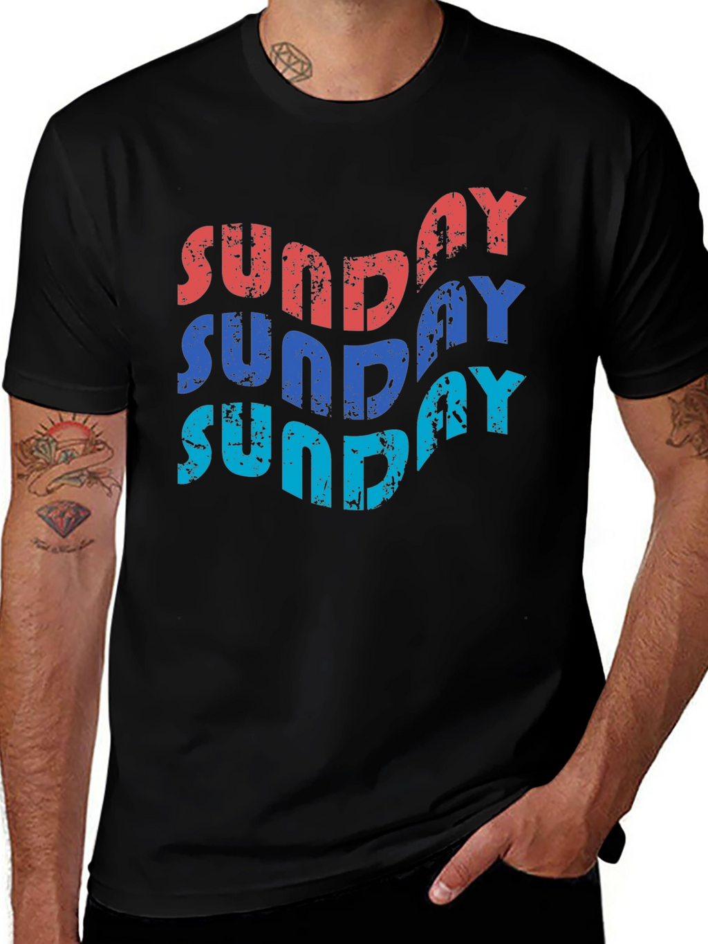 Retro Sunday Graphic T-Shirt - Black
