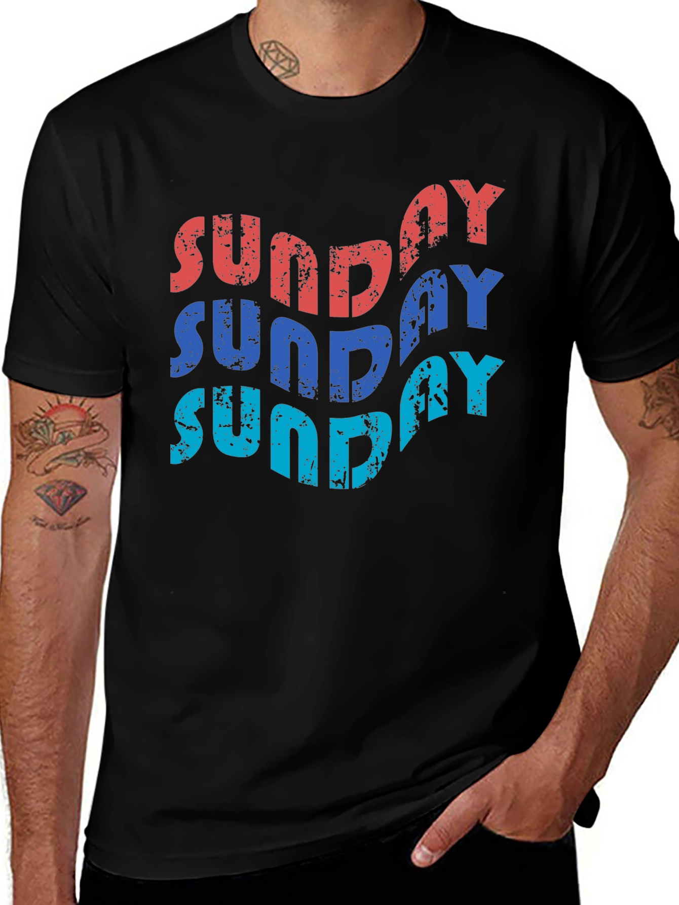 Retro Sunday Graphic T-Shirt - Black