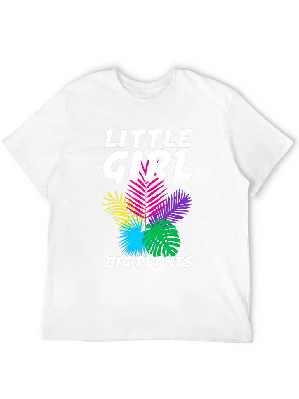 Little Girl Big Plants Black Graphic Tee Shirt