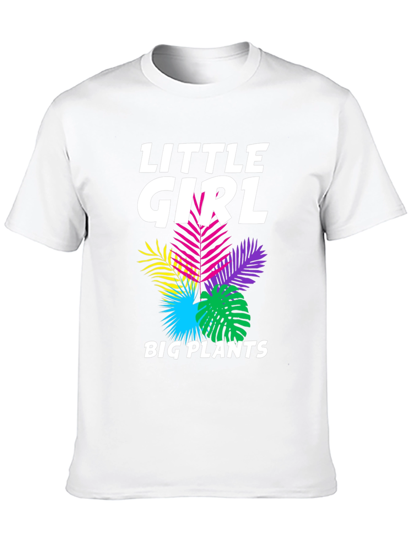 Little Girl Big Plants Black Graphic Tee Shirt